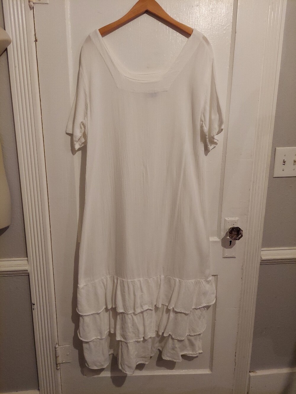 Dunes Maxi Dress Women 1XL Tiered Ruffle Lagenlook Loose Summer Boho 100% Cotton